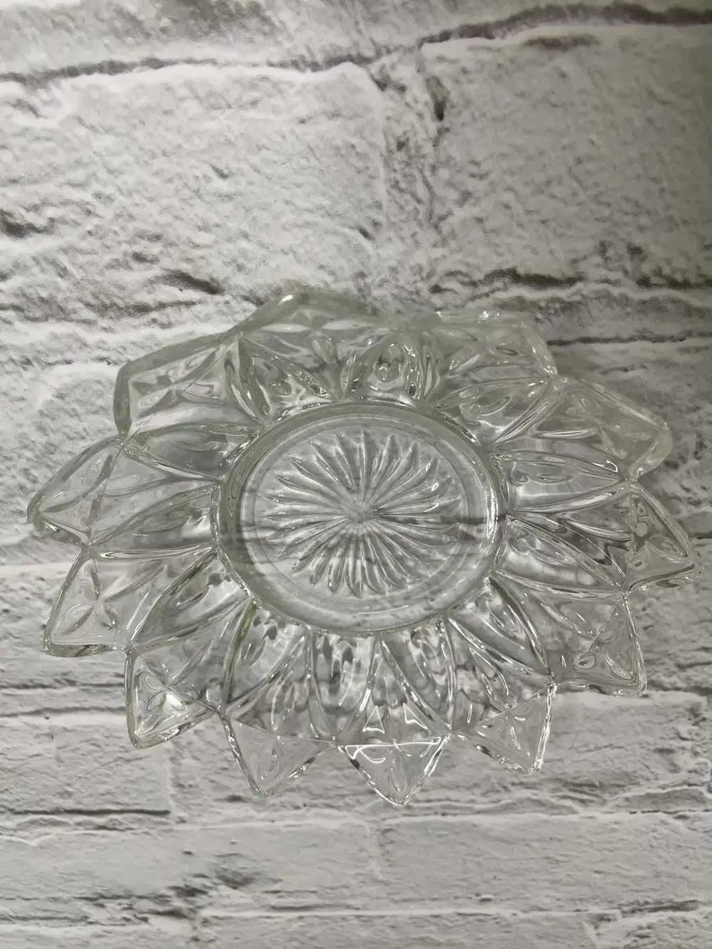 Vintage Federal Glass Petal Pattern Clear Pressed Glass Dish